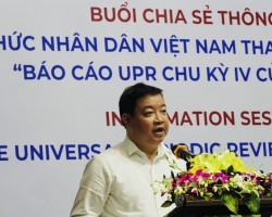 Ông Nguyễn Ngọc Hùng, Phó Chủ tịch Liên hiệp các tổ chức hữu nghị Việt Nam phát biểu tại buổi chia sẻ thông tin.