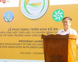Bộ trưởng Bộ NN&PTNT Lê Minh Hoan tuyên bố phát động triển khai thực hiện đề án 1 triệu héc-ta lúa chất lượng cao gắn với phát thải thấp, tăng trưởng xanh tại vùng ĐBSCL đến năm 2030.