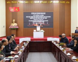 Chủ tịch Liên hiệp các tổ chức hữu nghị Việt Nam Phan Anh Sơn phát biểu. (Ảnh: Đinh Hòa)