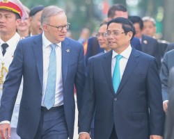 Thủ tướng Phạm Minh Chính chủ trì lễ đón Thủ tướng Australia Anthony Albanese thăm và làm việc chính thức tại Việt Nam trong 2 ngày từ 3/6-4/6/2023. (Ảnh: VGP)