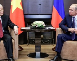 Tổng Bí thư Nguyễn Phú Trọng gặp Tổng thống Liên bang Nga Vladimir Putin trong chuyến thăm Nga vào năm 2018. Ảnh: Đại sứ quán Việt Nam tại Liên bang Nga