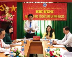 Ông Nguyễn Văn Nhân  - Chủ tịch Liên hiệp các tổ chức hữu nghị tỉnh Hậu Giang phát biểu tại buổi làm việc với Hội hữu nghị Việt Nam - Nhật Bản tỉnh Hậu Giang.