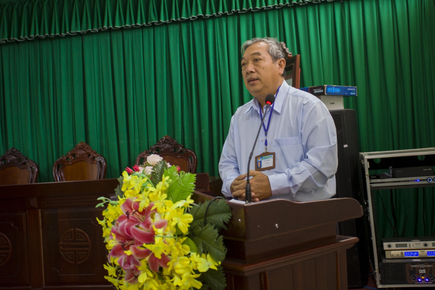 Ông Lê Văn Thao - Chủ tịch Liên Hiệp Hậu Giang phát biểu tại hội nghị.