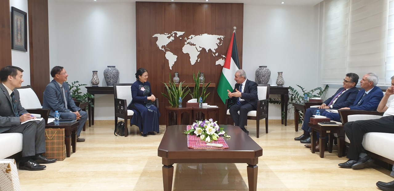 Thủ tướng Mohammad Ibrahim Shtayyeh tiếp đoàn ngày 9/8 tại Văn phòng Thủ tướng.