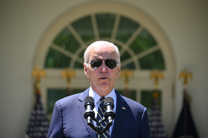 Tổng thống Mỹ Joe Biden phát biểu tại Vườn Hồng, Nhà Trắng ngày 25/5. Ảnh: AFP