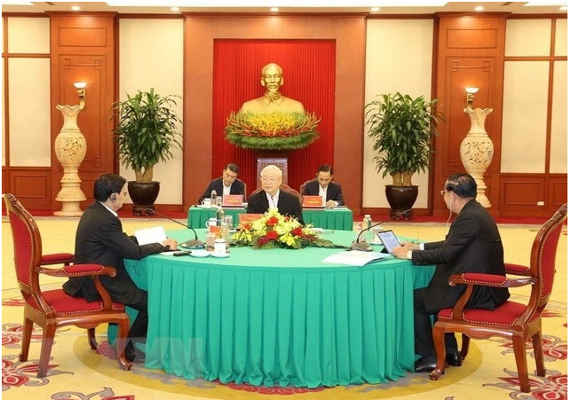 Tổng bí thư Nguyễn Phú Trọng phát biểu tại cuộc gặp - Ảnh: TTXVN