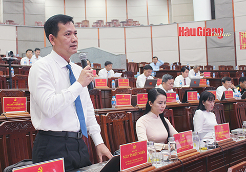 Đại biểu phát biểu ý kiến thảo luận tại Hội nghị Ban Chấp hành Đảng bộ tỉnh lần thứ 15.