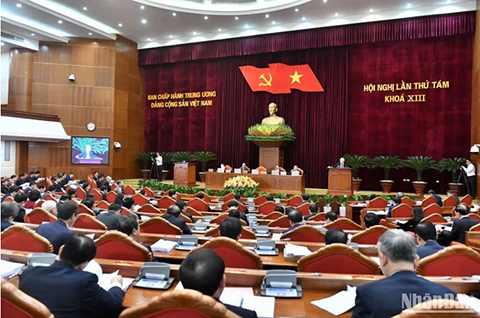 Tổng Bí thư Nguyễn Phú Trọng phát biểu khai mạc hội nghị. (Ảnh: ĐĂNG KHOA)