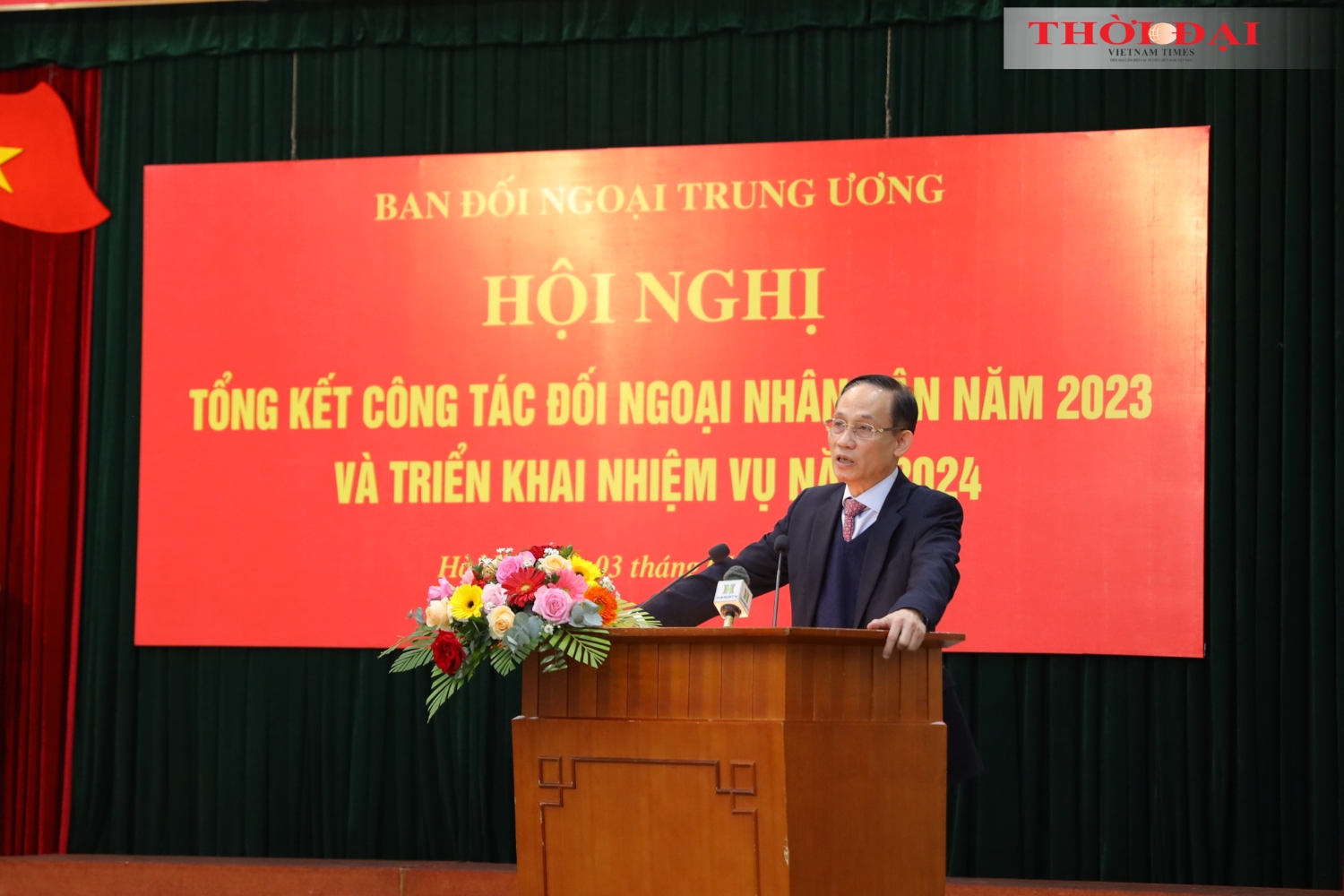Trưởng ban Đối ngoại Trung ương Lê Hoài Trung phát biểu tại Hội nghị. (Ảnh: Đinh Hòa)