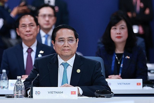 Prime Minister Pham Minh Chinh attended the plenary session of the ASEAN-Australia Special Summit. Photo: VGP