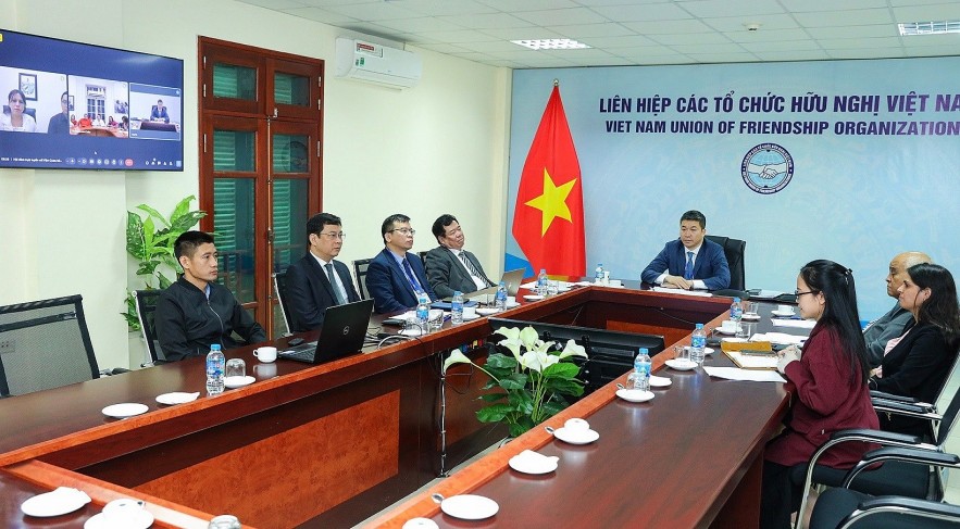 The Viet Nam Union of Friendship Organizations held an online discussion with the Cuban Institute for Friendship with the Peoples (ICAP) on March 14 (Photo: Dinh Hoa)