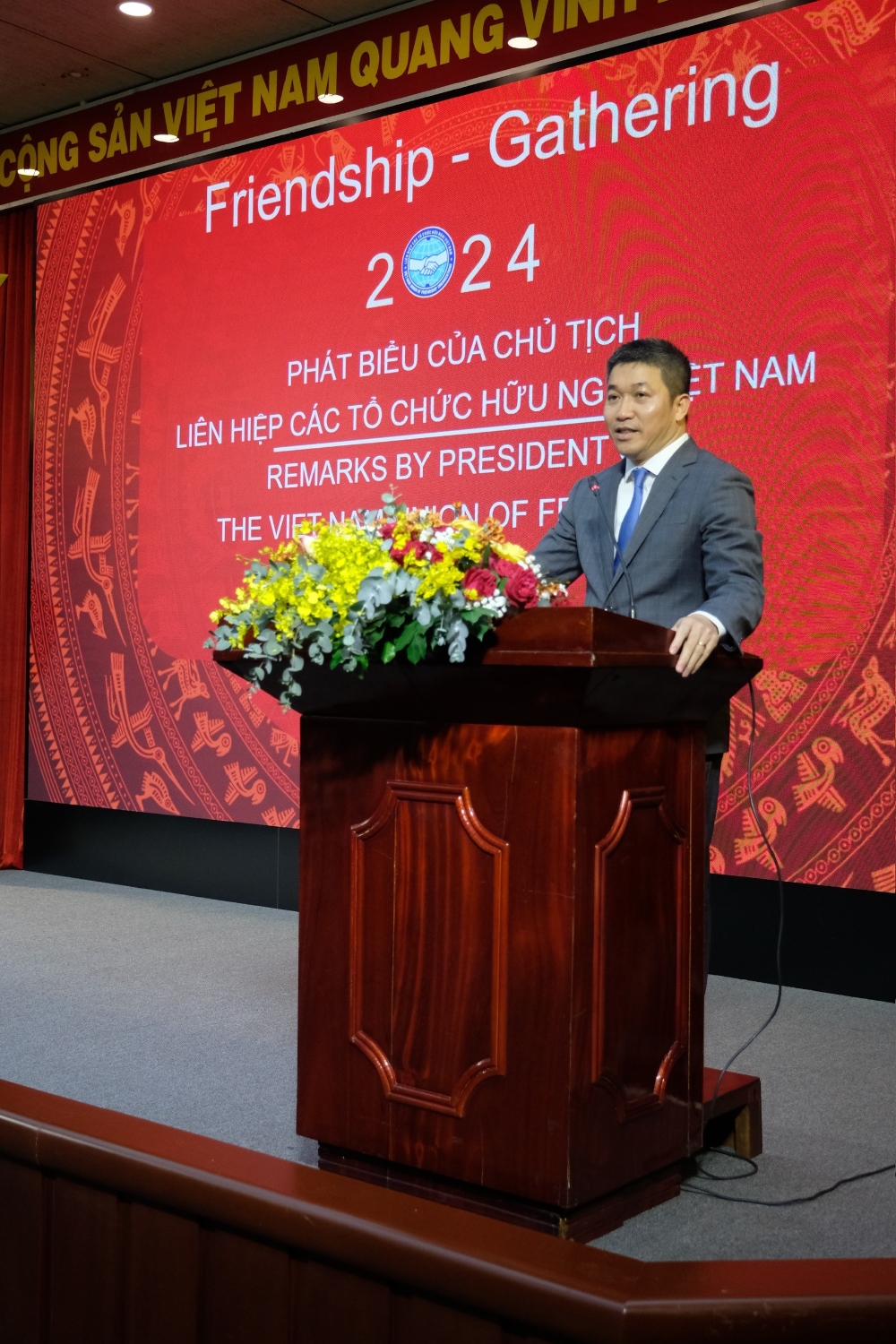 VUFO President Phan Anh Son delivers his speech at the event. Photo: Thoi Dai
