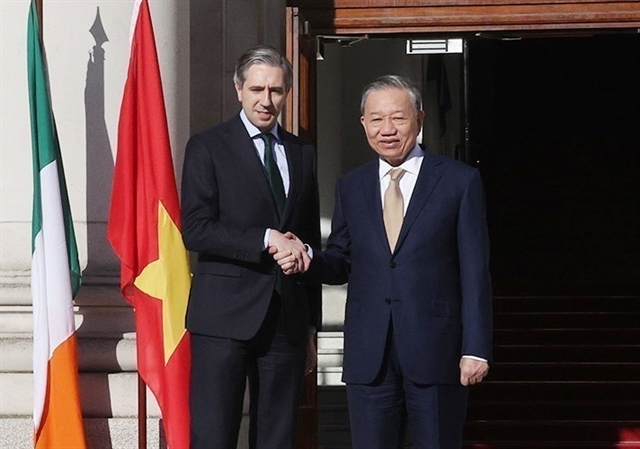 General Secretary of the Communist Party of Việt Nam Central Committee and State President Tô Lâm had a meeting with Prime Minister of Ireland Simon Harris in Dublin on October 3 noon (local time). — VNA/VNS Photo Trí Dũng