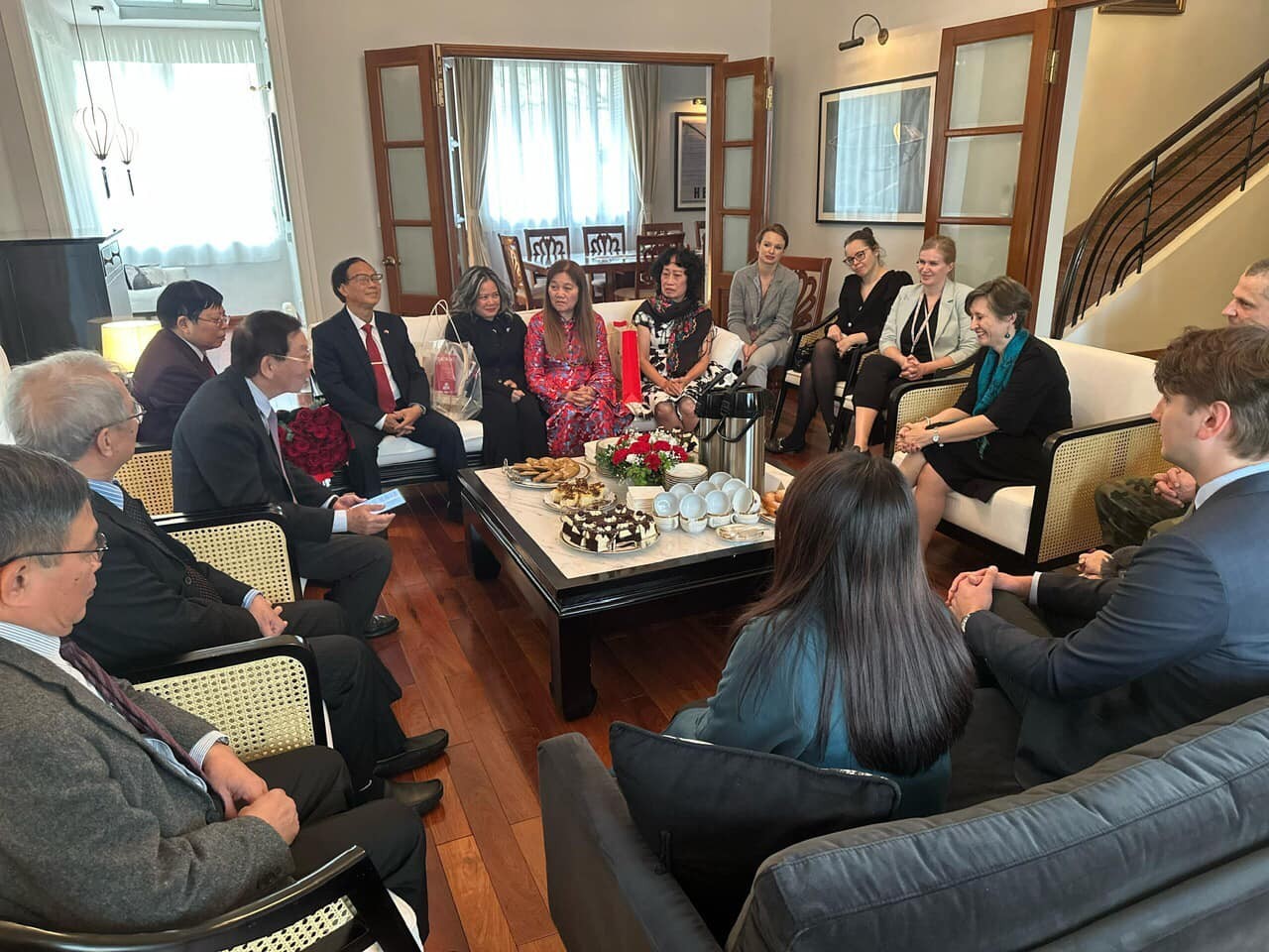 Vietnam - Poland Friendship Association visits and extends Christmas greetings at Polish Embassy in Hanoi. Photo: Ho Hung